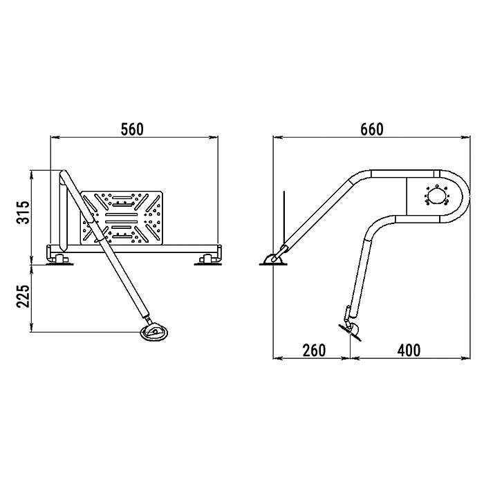 Стойка рулевая с креплением на баллон надувной лодки 25мм в Калининграде