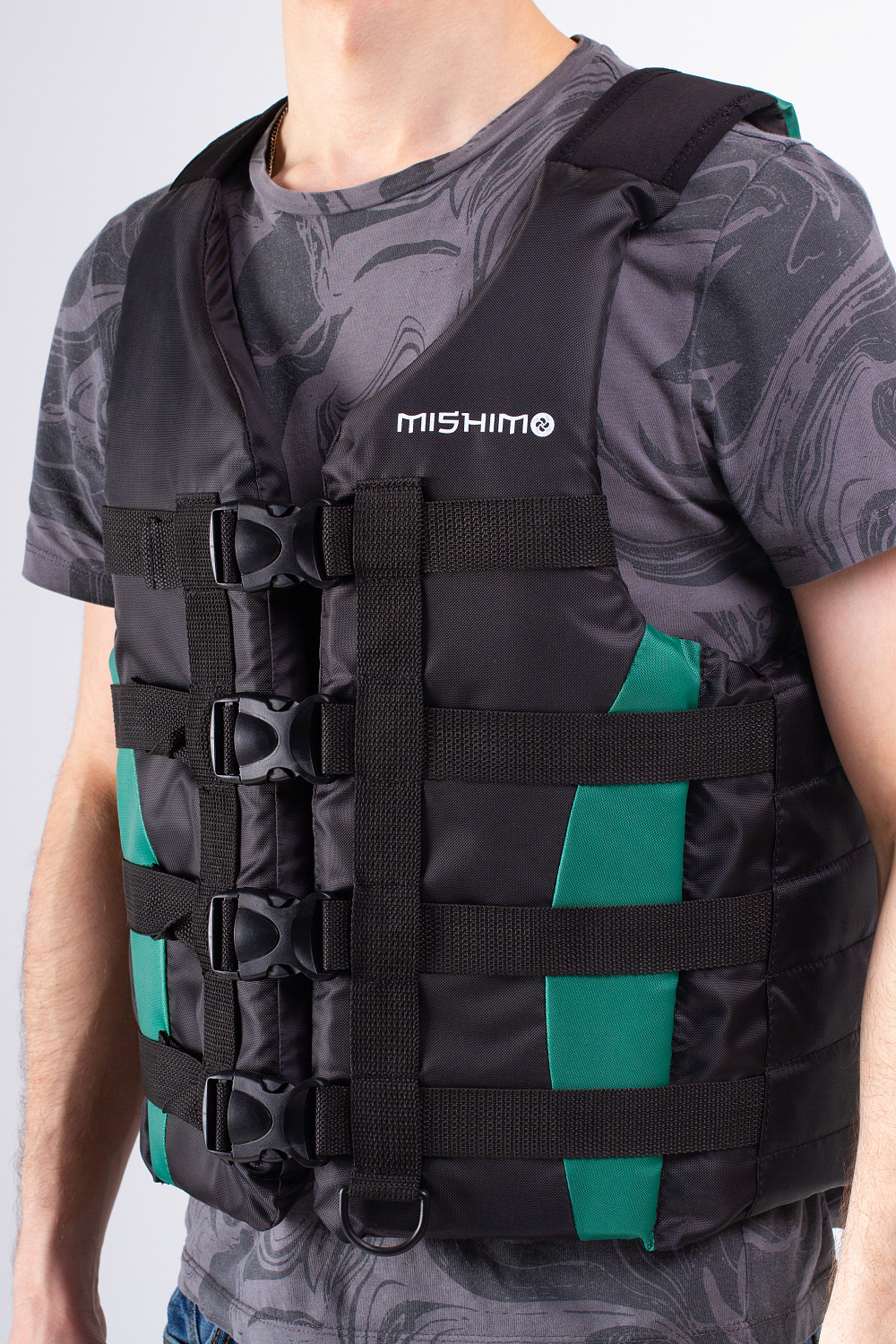 Жилет спасательный MISHIMO PRO Премиум качества Черно-зеленый в Калининграде