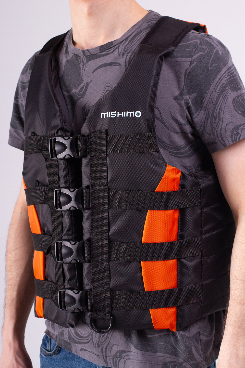 Жилет спасательный MISHIMO PRO Премиум качества Черно-оранжевый в Калининграде