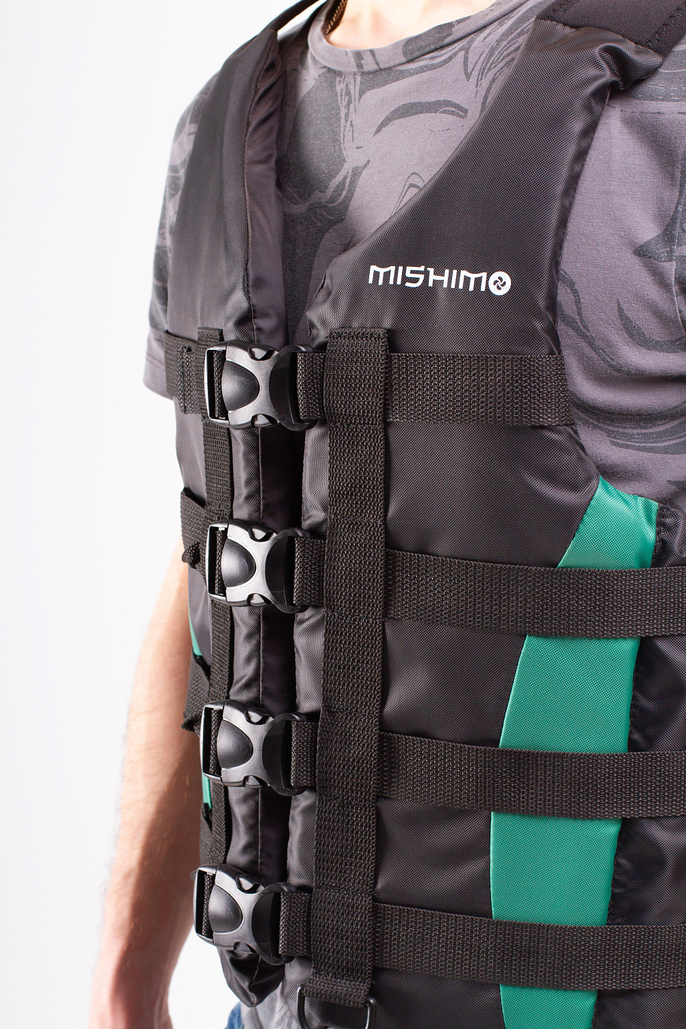 Жилет спасательный MISHIMO PRO Премиум качества Черно-зеленый в Калининграде