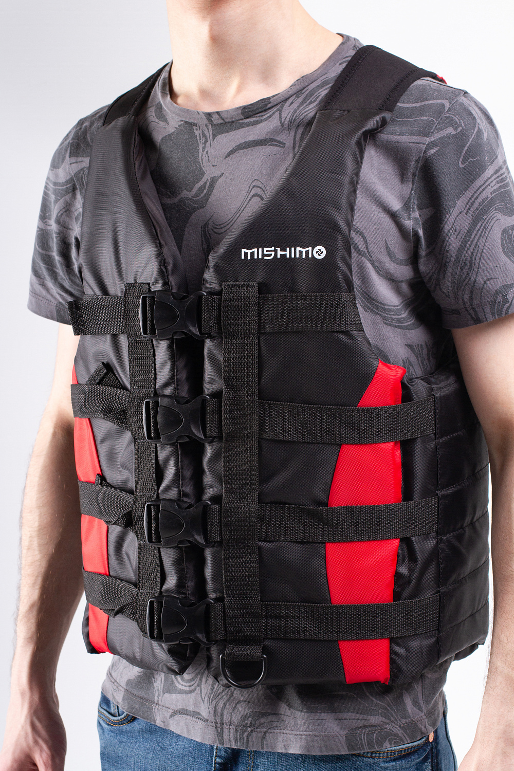 Жилет спасательный MISHIMO PRO Премиум качества Черно-красный в Калининграде